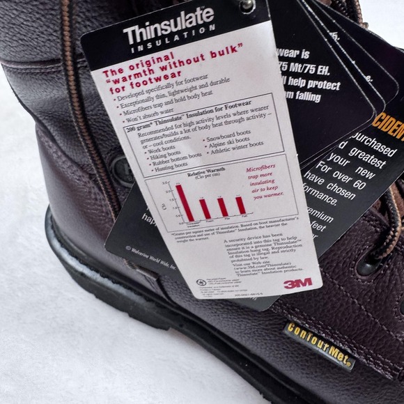 HyTest Work Boots Mens Size 8.5 Brown Waterproof‎ Insulated Safety ContourMet main image 5